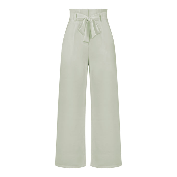 Pantalon large taille haute à nouer | Élégance décontractée au bureau ou en sortie