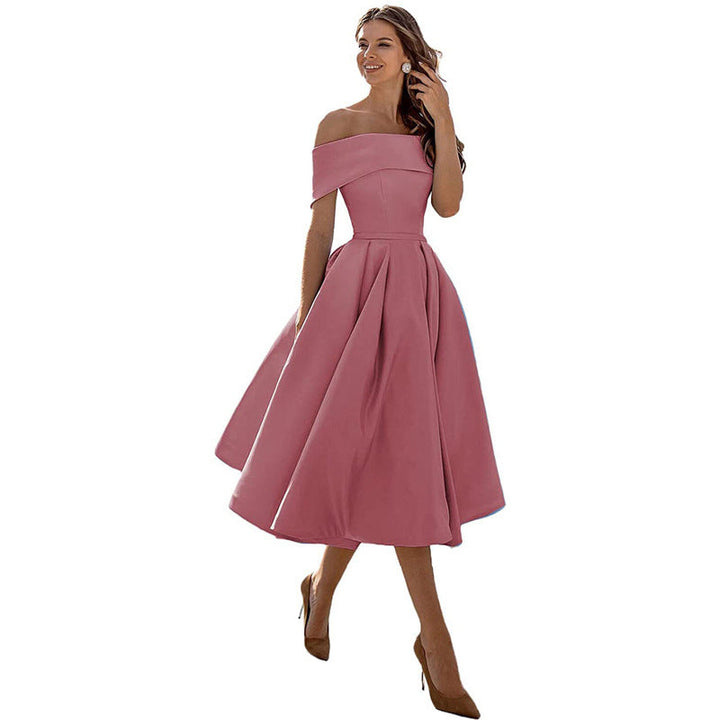 Robe satinée bustier midi | Élégance intemporelle et coupe princesse