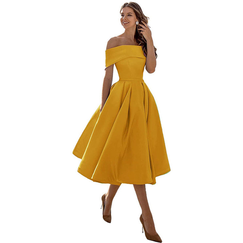 Robe satinée bustier midi | Élégance intemporelle et coupe princesse