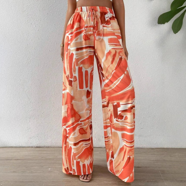 Pantalon large femme | Motif abstrait et coupe fluide parfait pour l’été