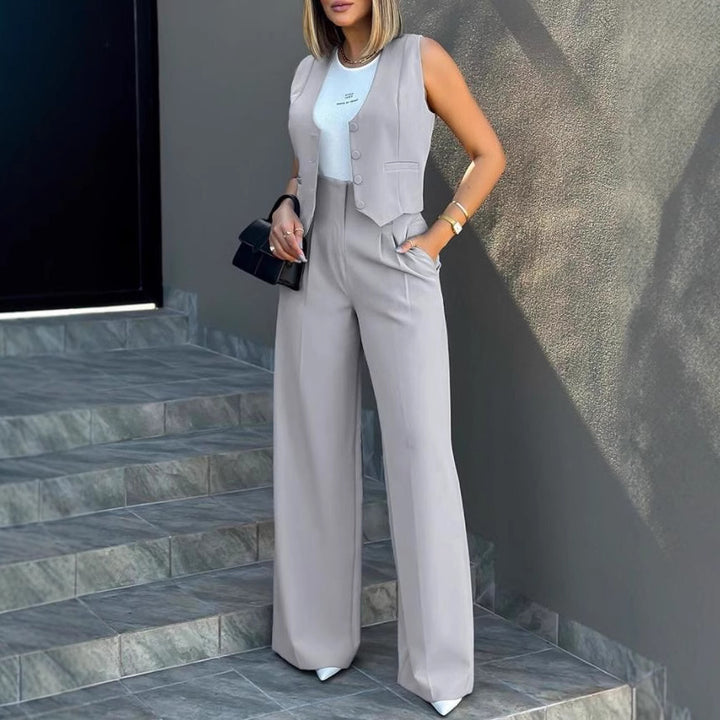 Ensemble Gilet Cintré & Pantalon Large | Élégance Moderne du Jour au Soir