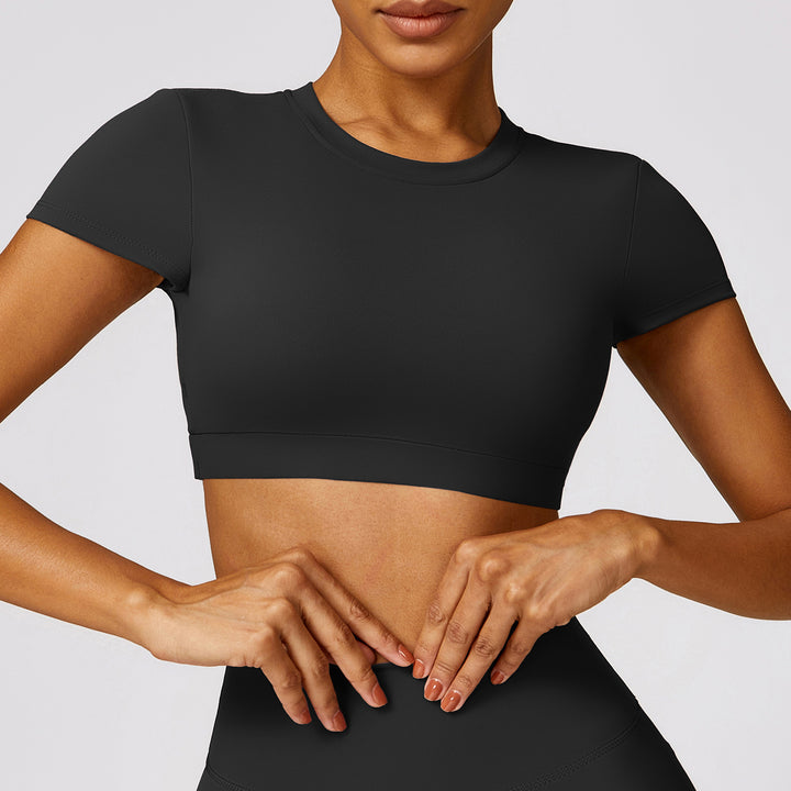 Top court de sport manches courtes | Élégance minimaliste et maintien optimal pour vos séances actives