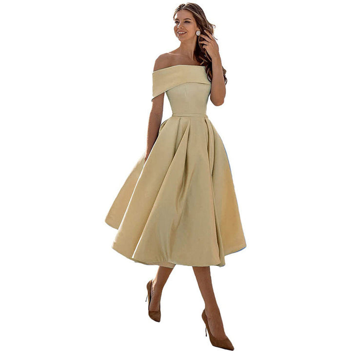 Robe satinée bustier midi | Élégance intemporelle et coupe princesse