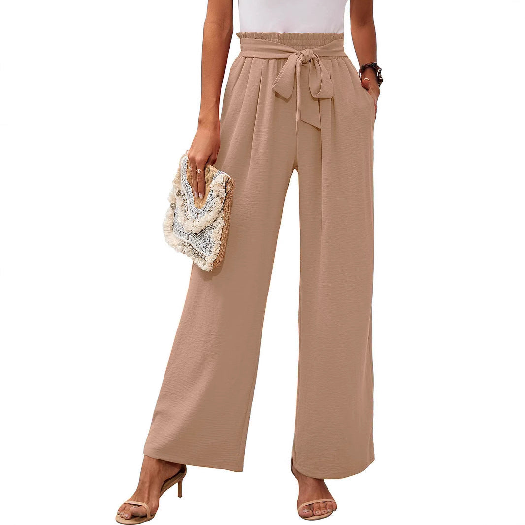 Pantalon Large Taille Haute avec Ceinture Noeud | Élégance Décontractée pour Toutes les Occasions