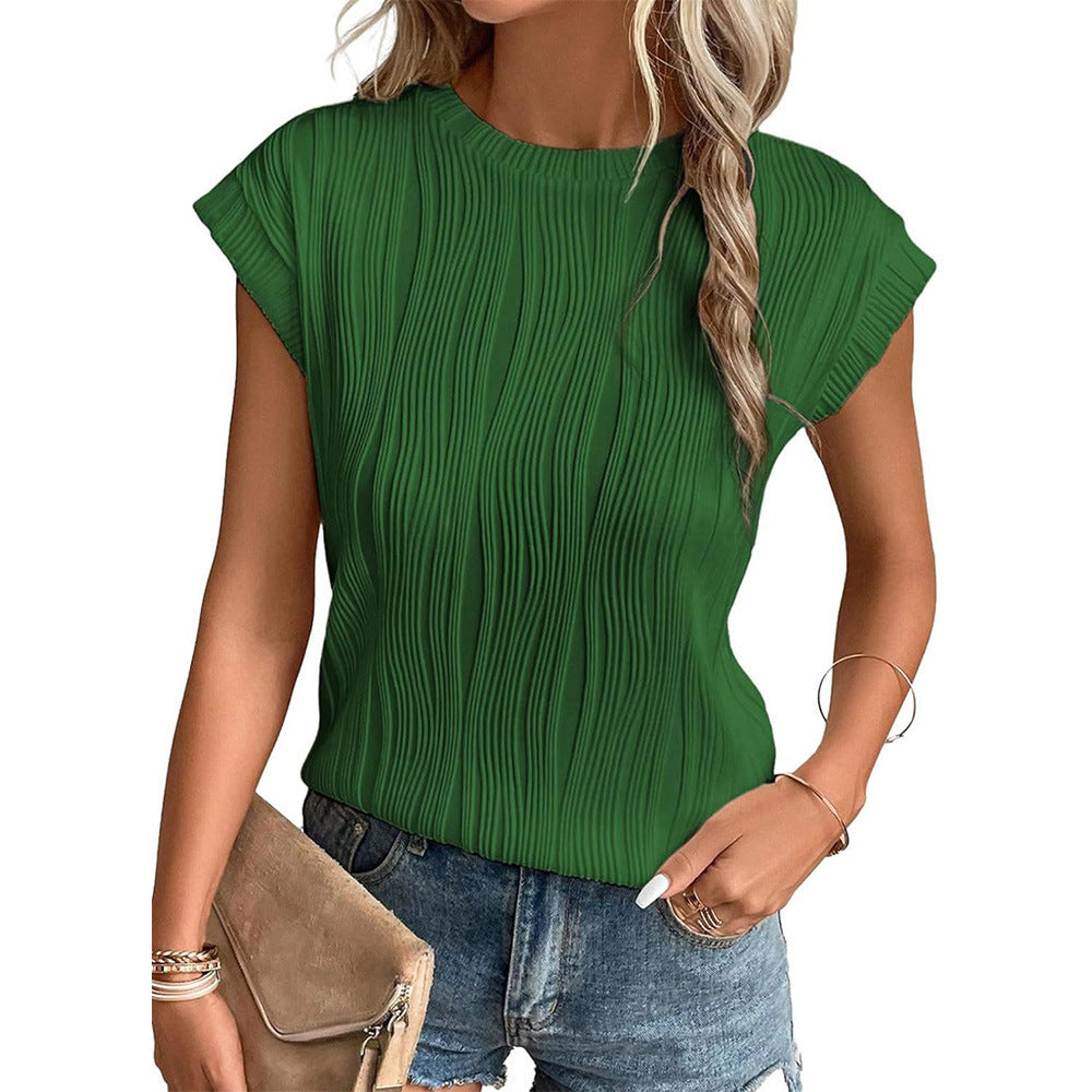 Blouse Plissée Élégante à Manches Courtes | Coupe Légère pour un Style au Quotidien
