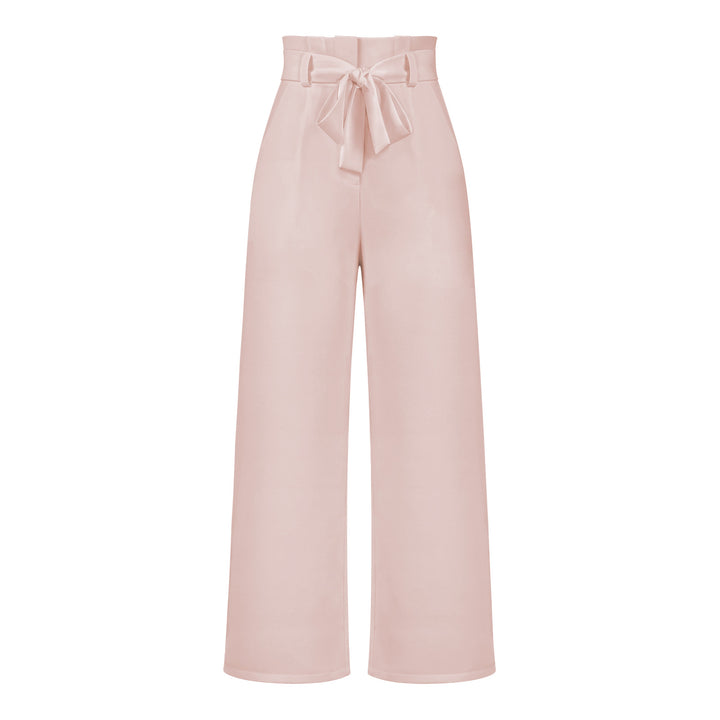 Pantalon large taille haute à nouer | Élégance décontractée au bureau ou en sortie