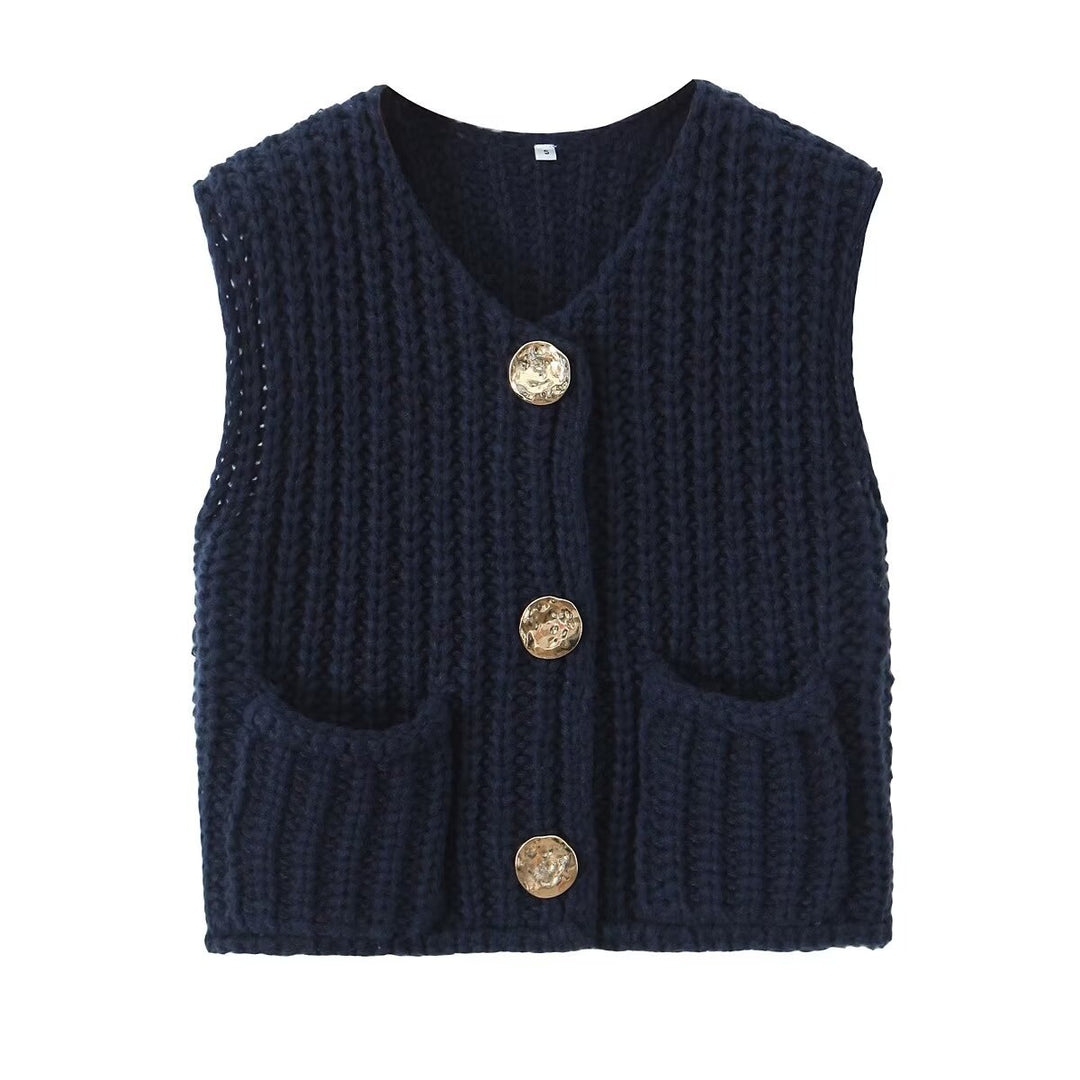 Gilet tricoté sans manches | Style détente élégant