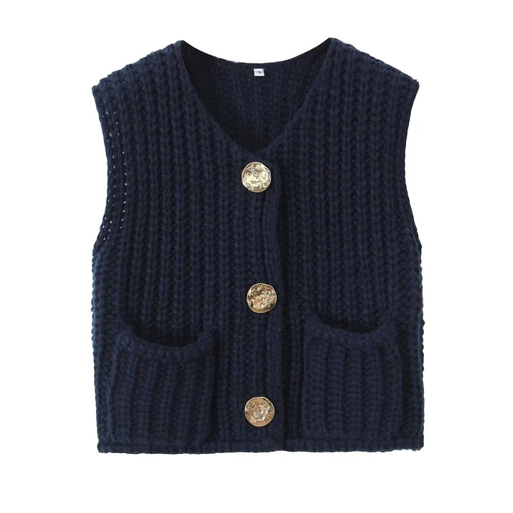 Gilet tricoté sans manches | Style détente élégant