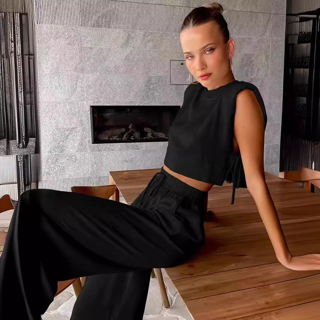 Ensemble pantalon large et top court | Confort et style décontracté