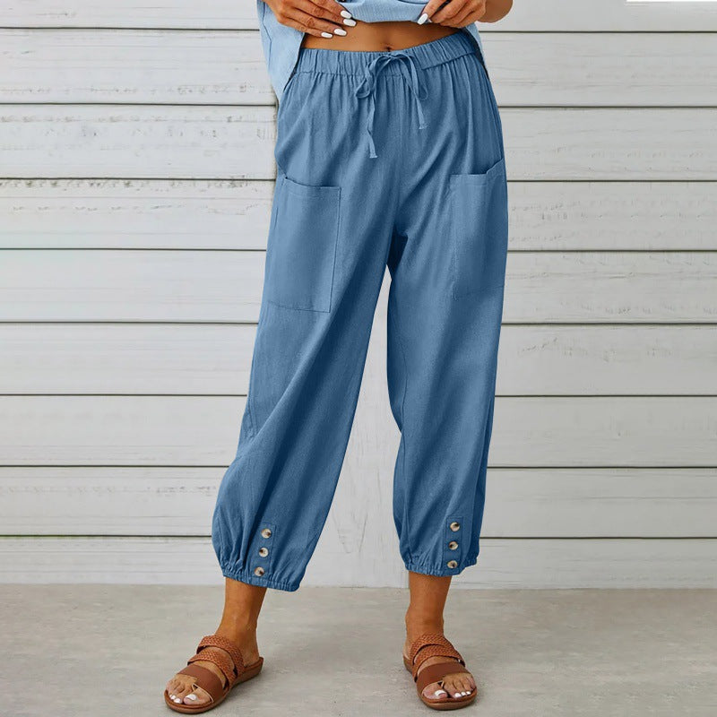 Pantalon ample à boutons bas de jambe | Confort chic pour vos journées détendues