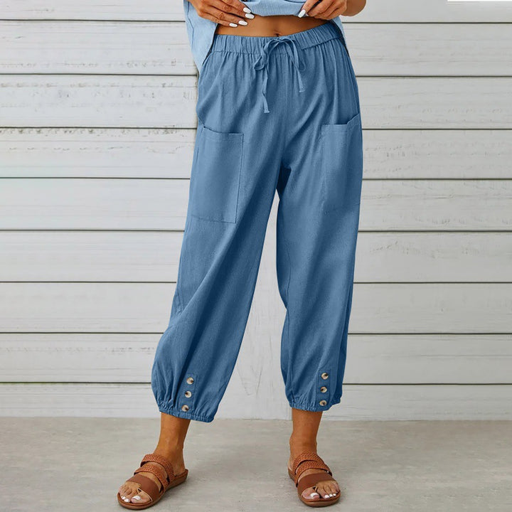 Pantalon ample à boutons bas de jambe | Confort chic pour vos journées détendues
