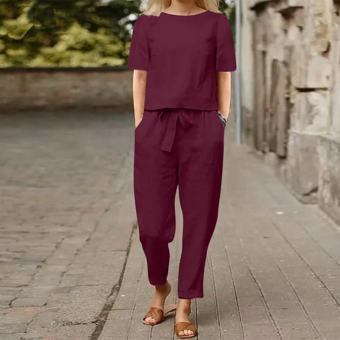 Ensemble pantalon et haut manches courtes | Élégance décontractée pour un look urbain