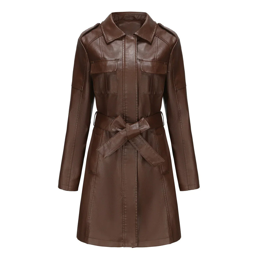 Manteau mi-long effet cuir | Élégance structurée au quotidien
