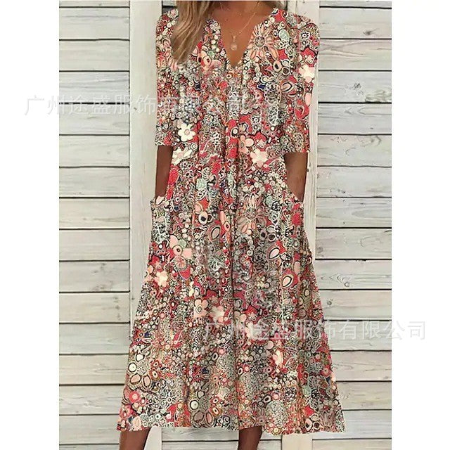 Robe bohème à imprimé floral | Élégance décontractée pour les journées ensoleillées