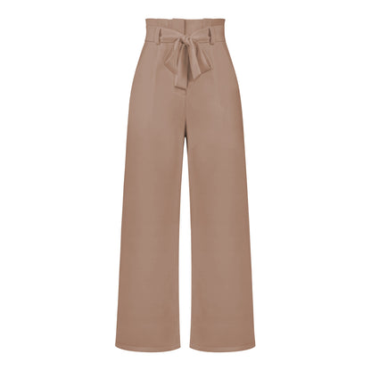 Pantalon large taille haute à nouer | Élégance décontractée au bureau ou en sortie