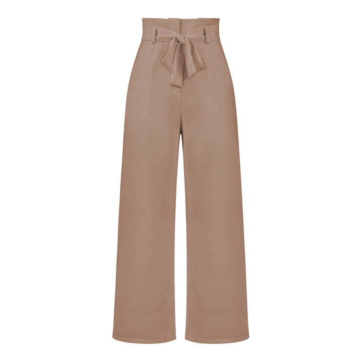 Pantalon large taille haute à nouer | Élégance décontractée au bureau ou en sortie