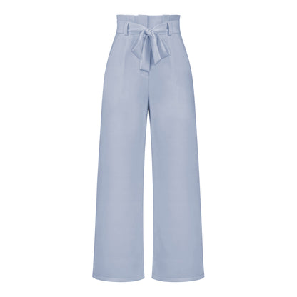 Pantalon large taille haute à nouer | Élégance décontractée au bureau ou en sortie