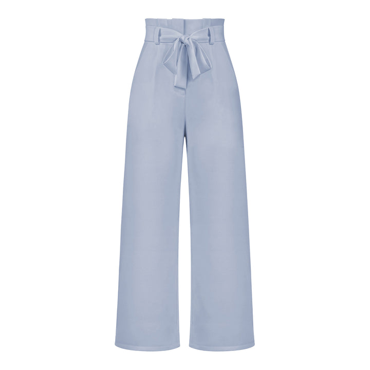 Pantalon large taille haute à nouer | Élégance décontractée au bureau ou en sortie