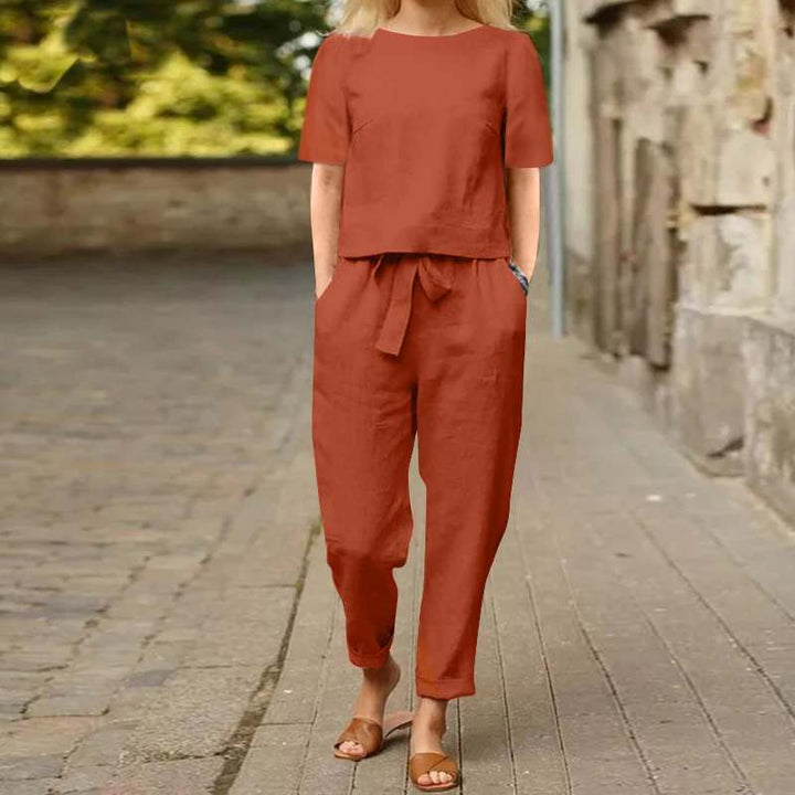 Ensemble pantalon et haut manches courtes | Élégance décontractée pour un look urbain