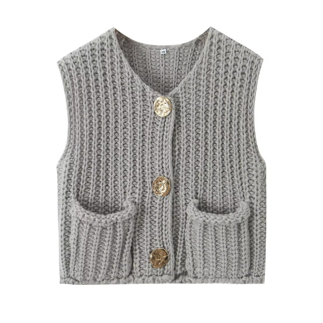 Gilet tricoté sans manches | Style détente élégant