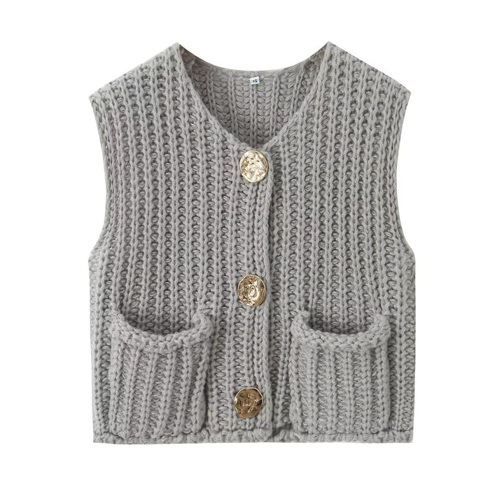 Gilet tricoté sans manches | Style détente élégant