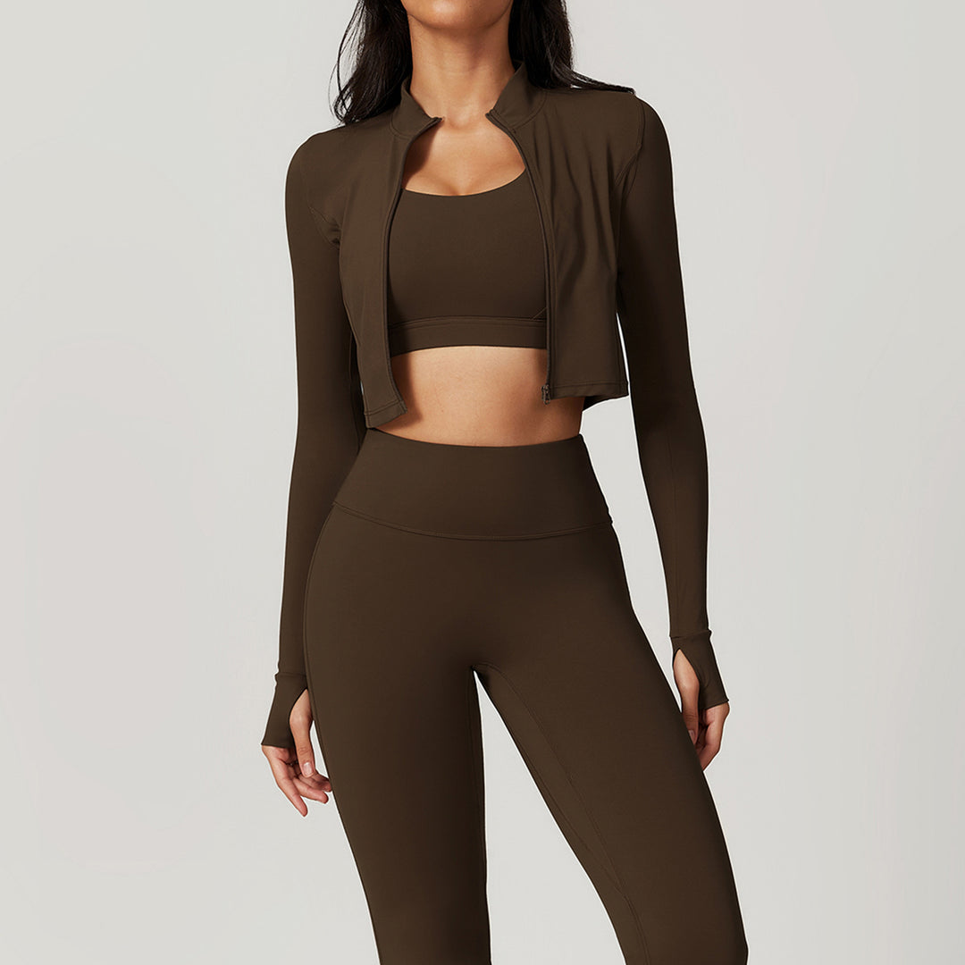 Veste manches longues, brassière & legging taille haute | Confort sculptant & look sportif