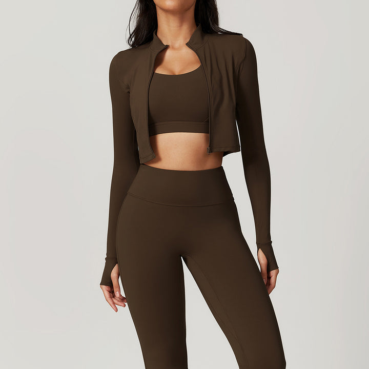 Veste manches longues, brassière & legging taille haute | Confort sculptant & look sportif