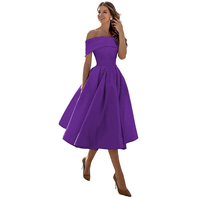 Robe satinée bustier midi | Élégance intemporelle et coupe princesse