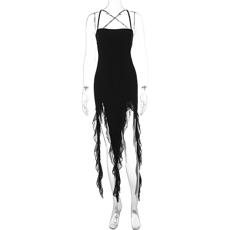 Robe effet queue de pie à volants | Idéale pour soirées élégantes