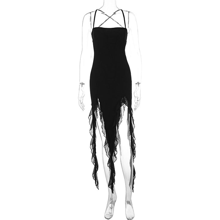 Robe effet queue de pie à volants | Idéale pour soirées élégantes