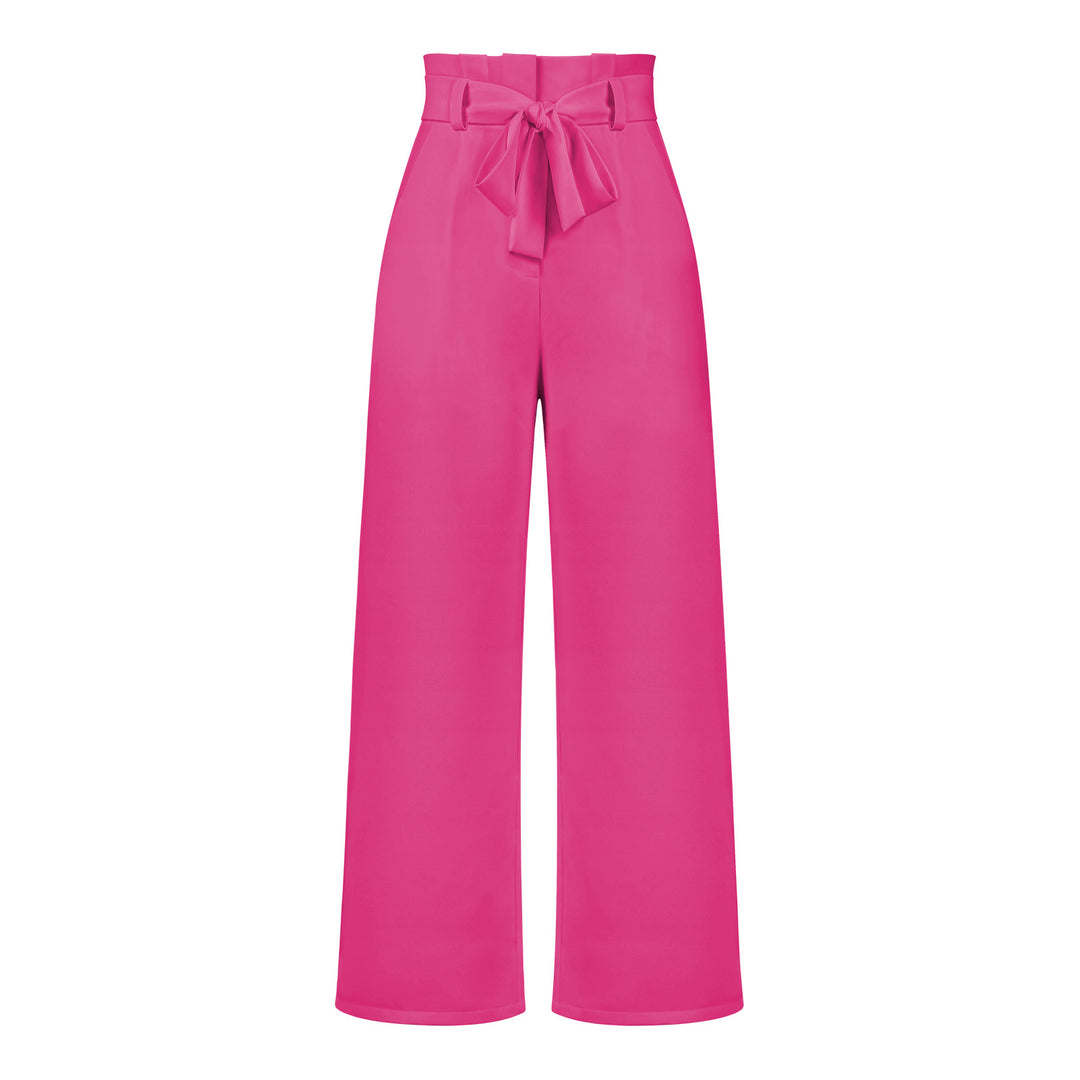 Pantalon large taille haute à nouer | Élégance décontractée au bureau ou en sortie