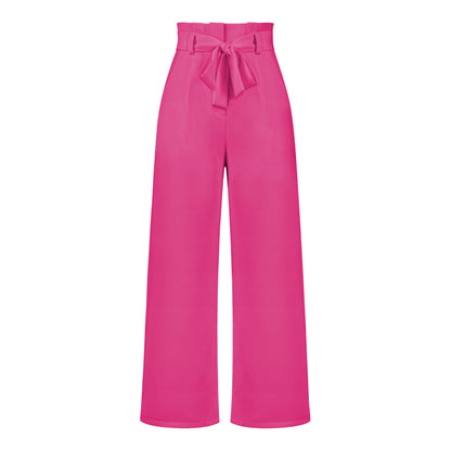 Pantalon large taille haute à nouer | Élégance décontractée au bureau ou en sortie