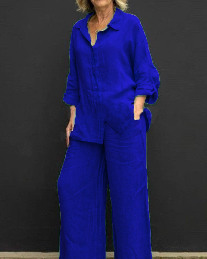 Ensemble chemise et pantalon ample | Élégance fluide pour un confort absolu
