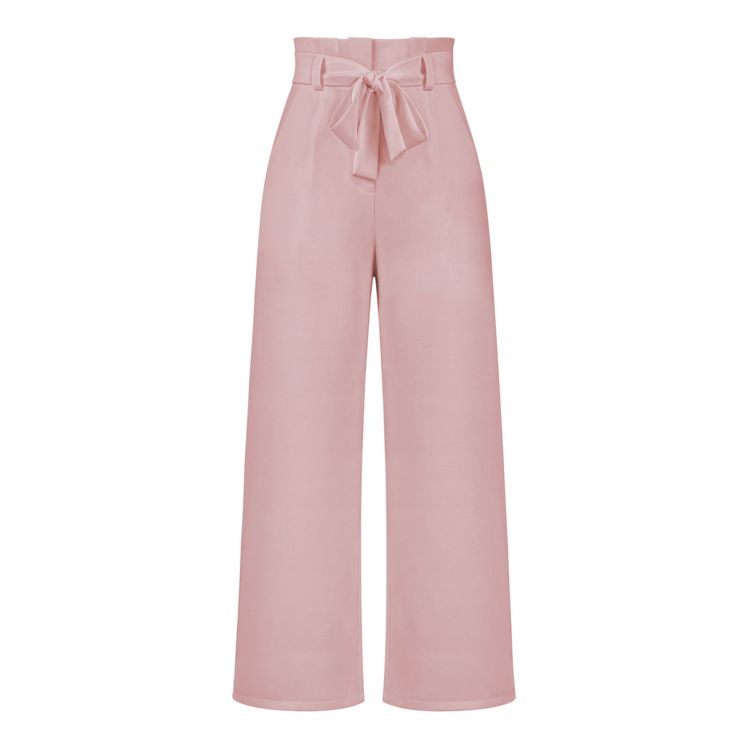 Pantalon large taille haute à nouer | Élégance décontractée au bureau ou en sortie