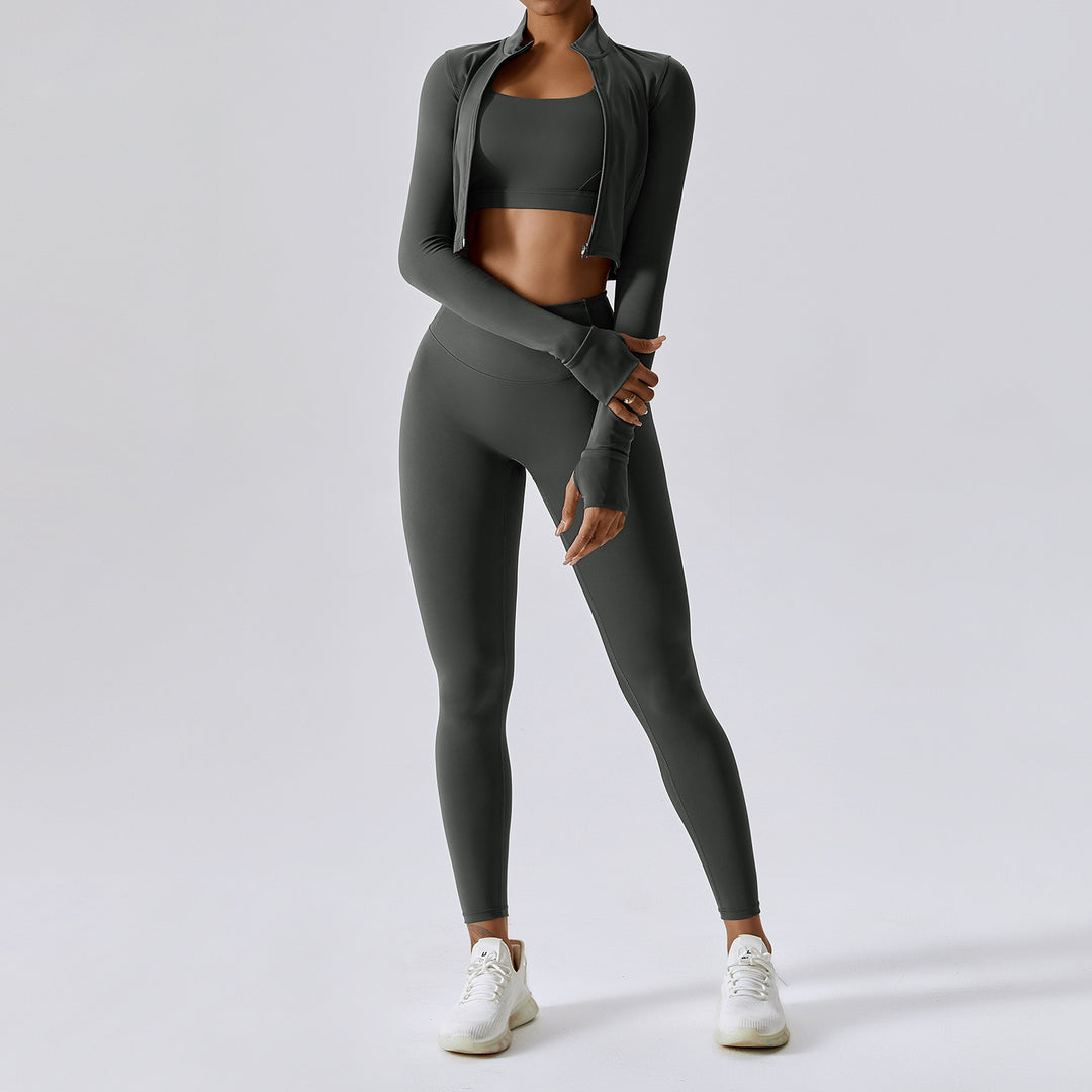 Veste manches longues, brassière & legging taille haute | Confort sculptant & look sportif