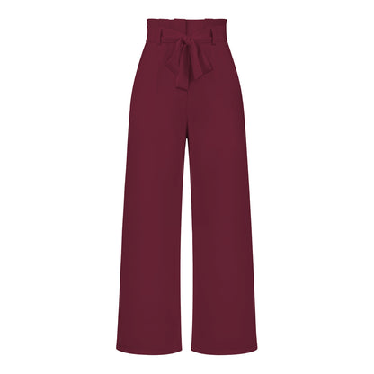 Pantalon large taille haute à nouer | Élégance décontractée au bureau ou en sortie