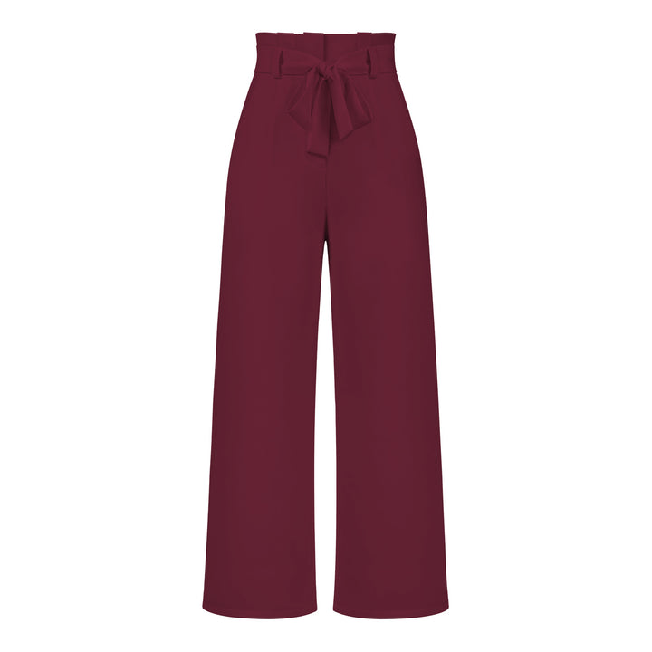 Pantalon large taille haute à nouer | Élégance décontractée au bureau ou en sortie