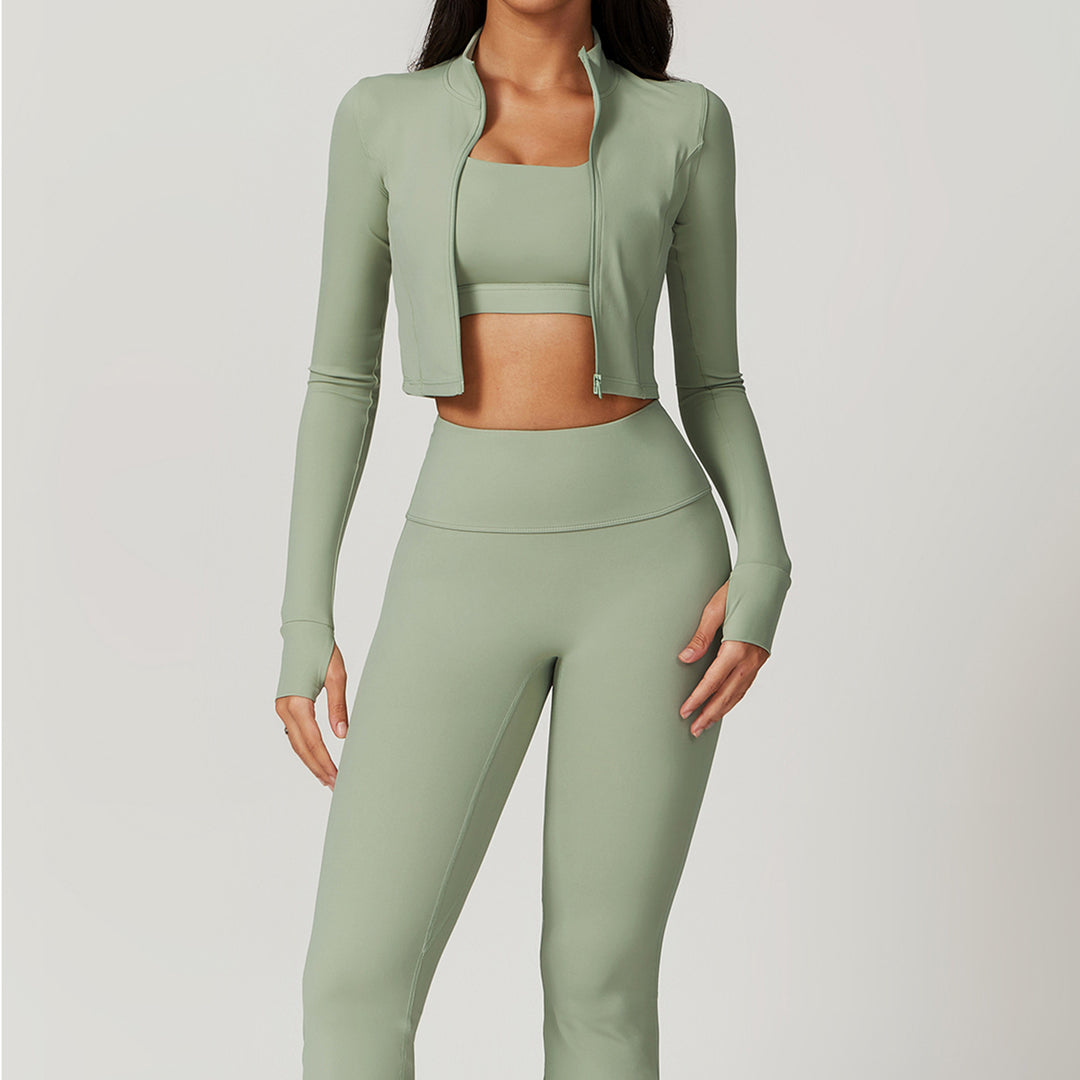 Veste manches longues, brassière & legging taille haute | Confort sculptant & look sportif