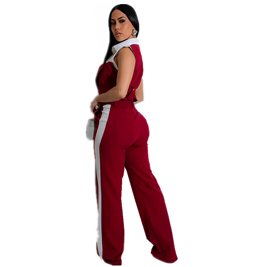Ensemble pantalon taille haute & crop‑top à rabat | Élégance audacieuse au quotidien