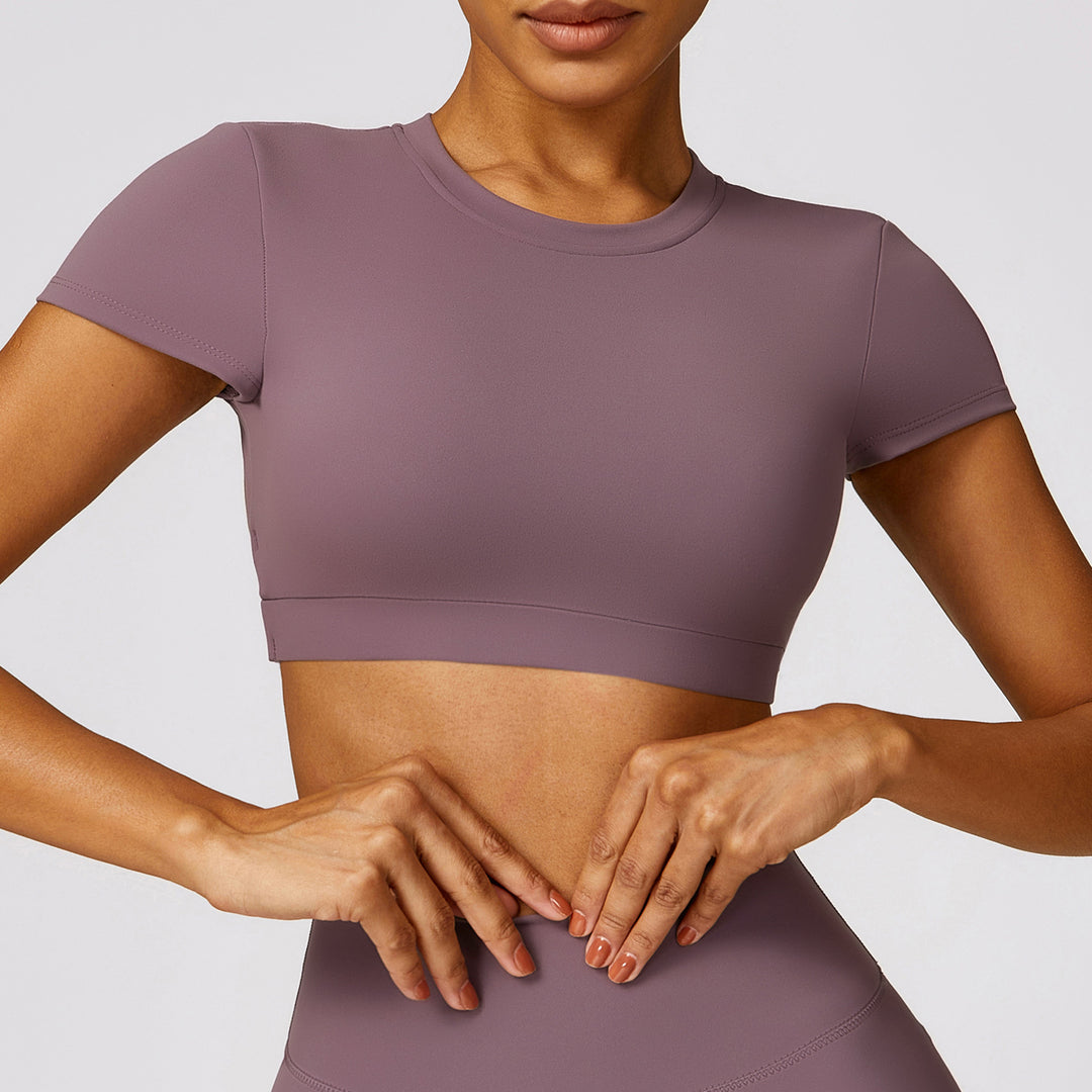 Top court de sport manches courtes | Élégance minimaliste et maintien optimal pour vos séances actives