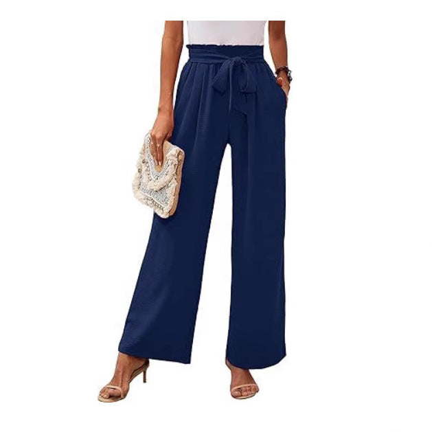 Pantalon Large Taille Haute avec Ceinture Noeud | Élégance Décontractée pour Toutes les Occasions