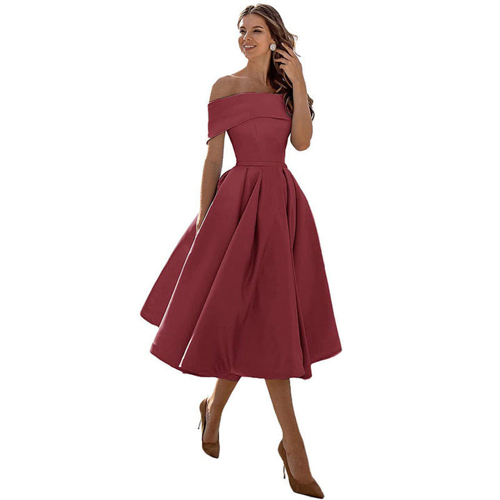 Robe satinée bustier midi | Élégance intemporelle et coupe princesse