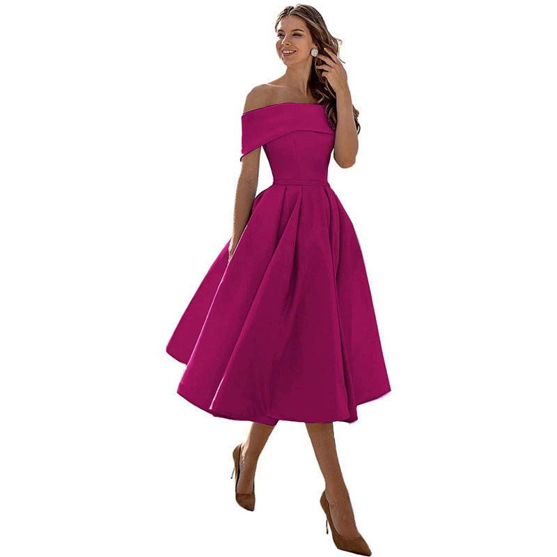 Robe satinée bustier midi | Élégance intemporelle et coupe princesse