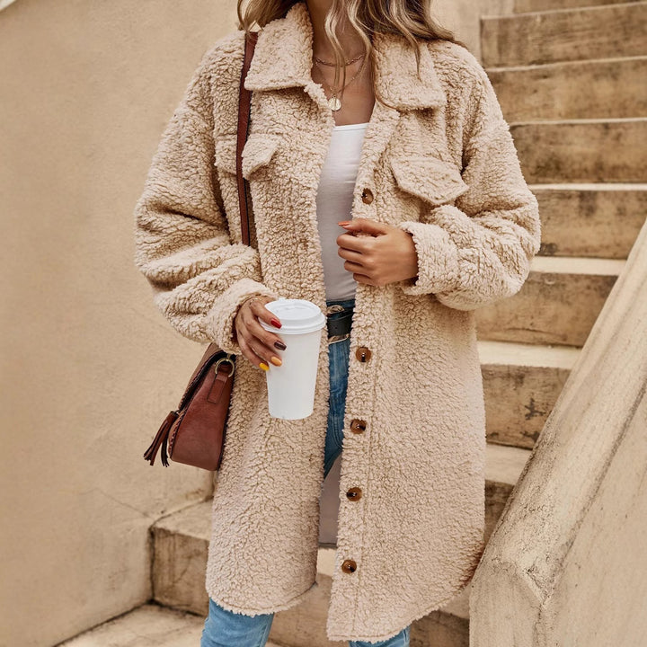 Manteau Long Boutonné Douillet | Coupe Oversize avec Poches Poitrine