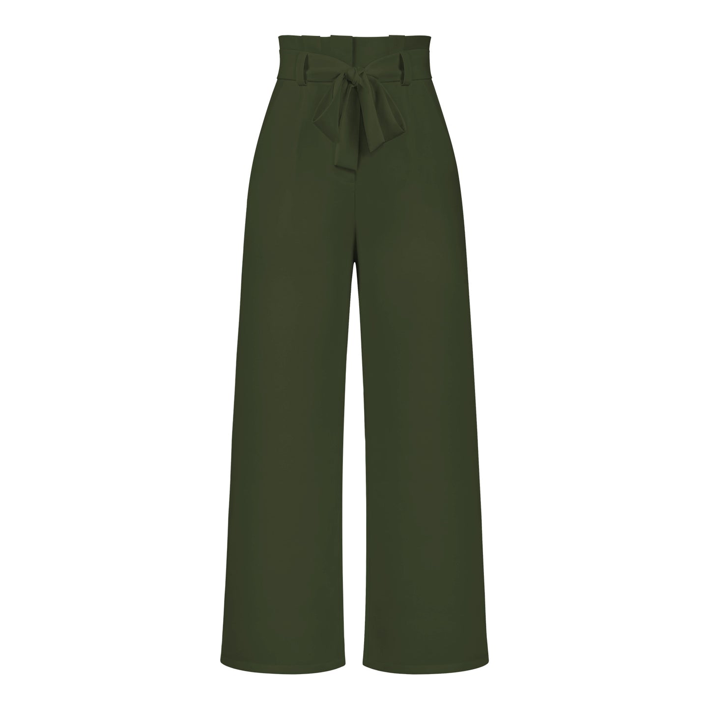 Pantalon large taille haute à nouer | Élégance décontractée au bureau ou en sortie