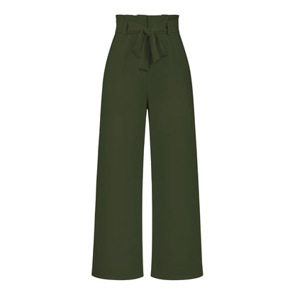 Pantalon large taille haute à nouer | Élégance décontractée au bureau ou en sortie