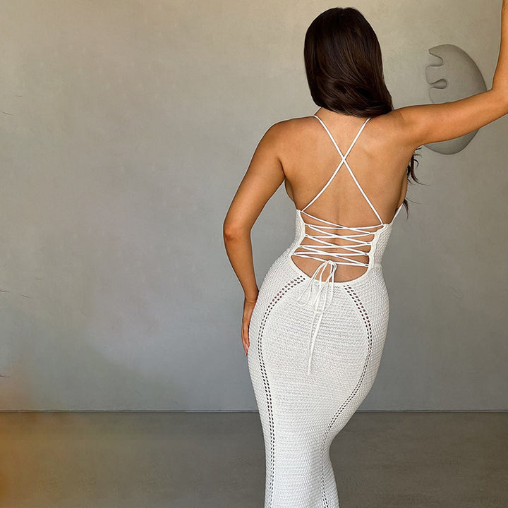 Robe longue crochetée moulante | Parfaite pour événements estivaux sophistiqués