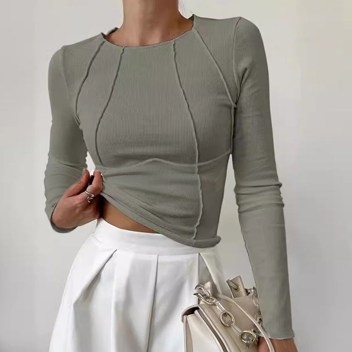 Haut ajusté manches longues coutures apparentes | Minimalisme structuré pour un style affirmé