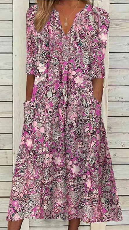 Robe bohème à imprimé floral | Élégance décontractée pour les journées ensoleillées