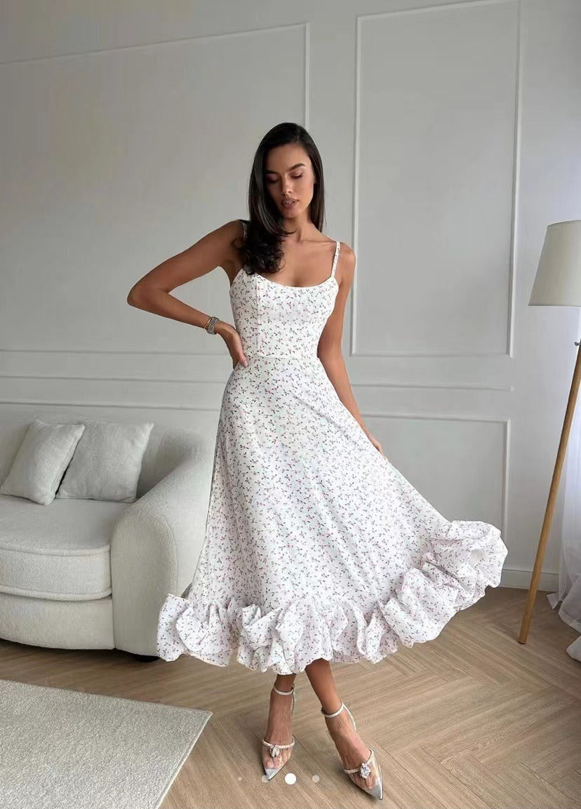 Robe midi bustier volantée | Élégance et féminité